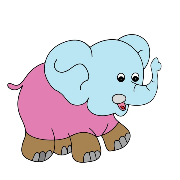 Schattige Cartoon Olifant Een Witte Achtergrond Voor Childrens Wordt Afgedrukt — Stockvector