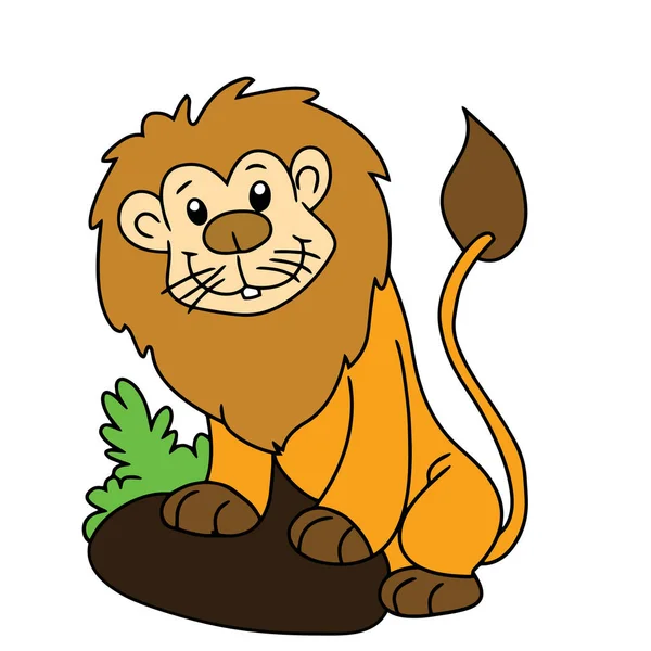 Lindo León Dibujos Animados Sobre Fondo Blanco Para Impresiones Infantiles — Vector de stock