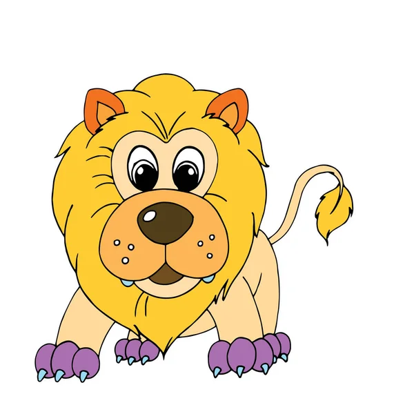 子供のための白い背景の上のかわいい漫画ライオン プリント シャツ カラー ブック 子供のため面白いとフレンドリーな文字 — ストックベクタ