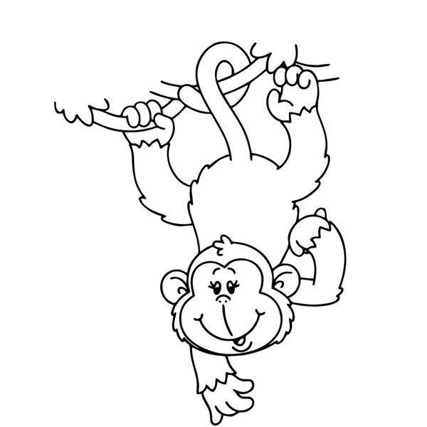 Singe Dessin Animé Mignon Sur Fond Blanc Pour Les Imprimés — Image vectorielle