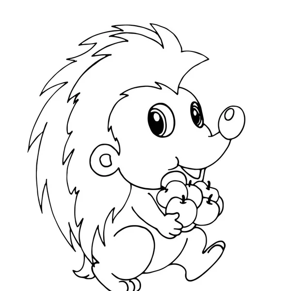 Sevimli çizgi kirpi çocuk için beyaz arka plan üzerinde yazdırır, t-shirt, renkli kitap, çocuklar için eğlenceli ve samimi karakter