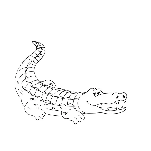 Niedliches Cartoon Krokodil Auf Weißem Hintergrund Für Kinderdrucke Shirt Farbbuch — Stockvektor