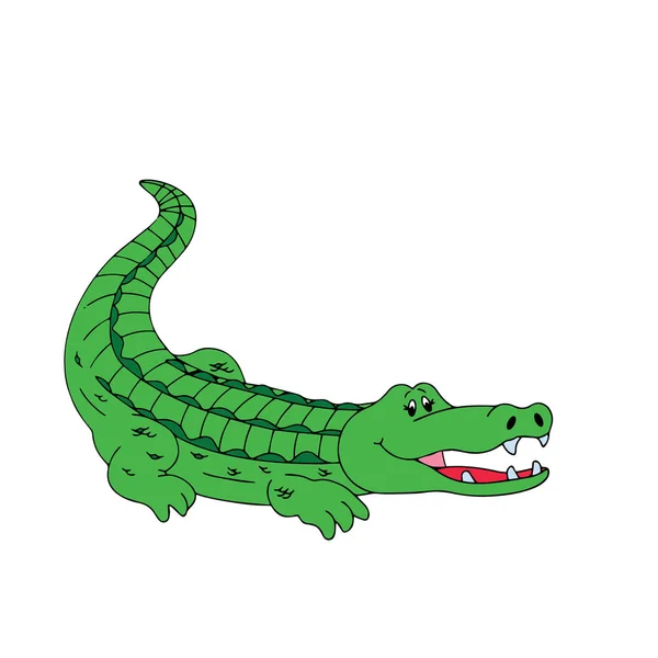 Crocodilo Desenho Animado Bonito Fundo Branco Para Impressões Infantis Shirt — Vetor de Stock