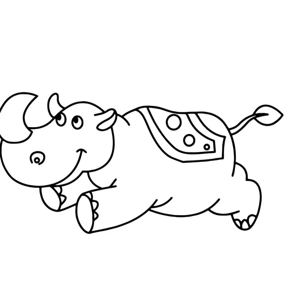 Aranyos Rajzfilm Rhino Fehér Háttér Gyermekek Nyomatok Póló Színes Könyv — Stock Vector
