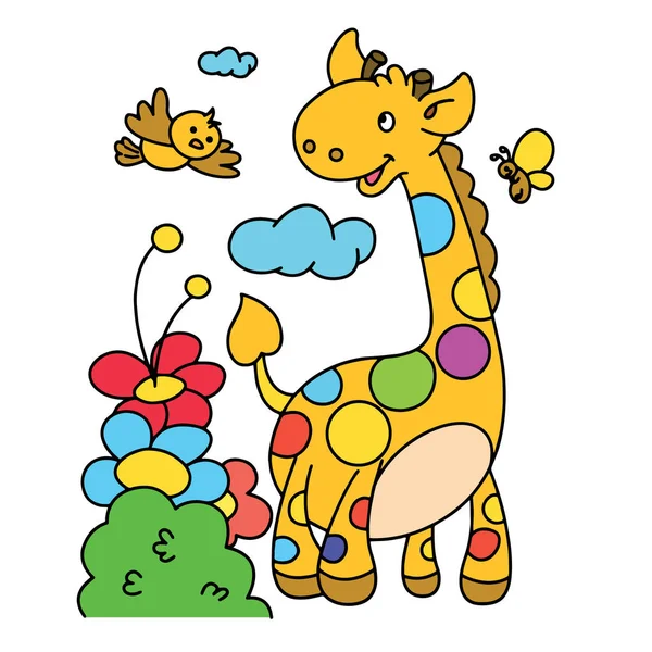 Girafa Desenho Animado Bonito Fundo Branco Para Impressões Infantis Shirt —  Vetores de Stock