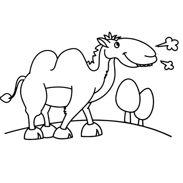 Симпатичный Мультяшный Верблюд Белом Фоне Детских Рисунков Футболки Цветной Книги — стоковый вектор