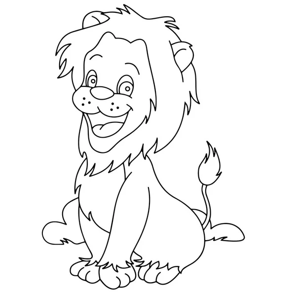 Söta Tecknade Lionen Vit Bakgrund För Barnens Utskrifter Shirt Färg — Stock vektor