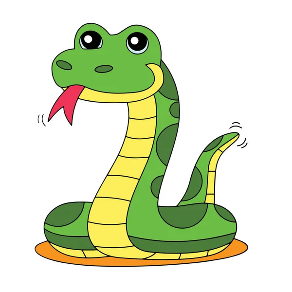 Sevimli çizgi yılan çocuk için beyaz arka plan üzerinde yazdırır, t-shirt, renkli kitap, çocuklar için eğlenceli ve samimi karakter