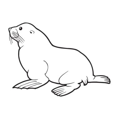 Sevimli çizgi mühür çocuk için beyaz arka plan üzerinde yazdırır, t-shirt, renkli kitap, çocuklar için eğlenceli ve samimi karakter