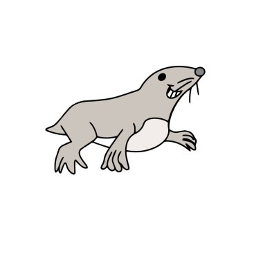 Sevimli çizgi mühür çocuk için beyaz arka plan üzerinde yazdırır, t-shirt, renkli kitap, çocuklar için eğlenceli ve samimi karakter