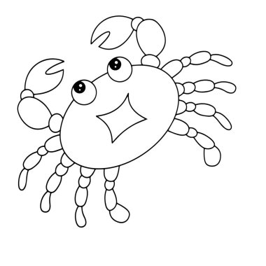 Sevimli çizgi Yengeç çocuk için beyaz arka plan üzerinde yazdırır, t-shirt, renkli kitap, çocuklar için eğlenceli ve samimi karakter