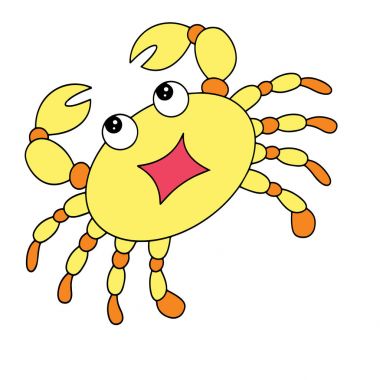 Sevimli çizgi Yengeç çocuk için beyaz arka plan üzerinde yazdırır, t-shirt, renkli kitap, çocuklar için eğlenceli ve samimi karakter