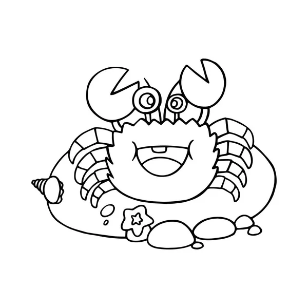 Mignon Crabe Dessin Animé Sur Fond Blanc Pour Les Impressions — Image vectorielle
