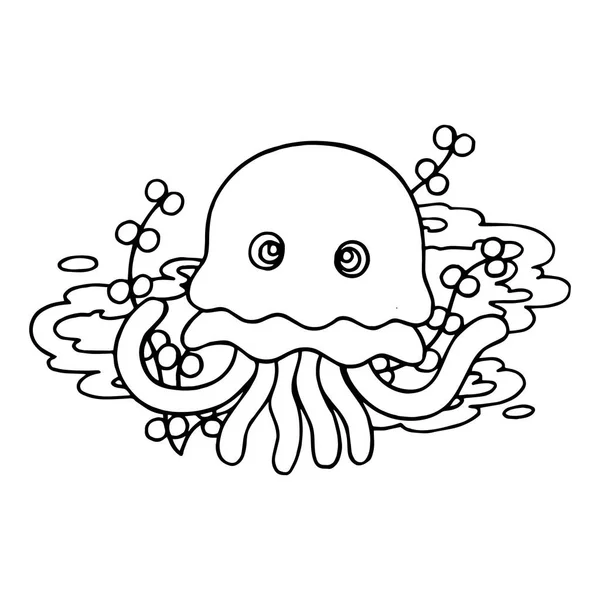 Jellyfish Desenho Animado Bonito Fundo Branco Para Impressões Infantis Shirt —  Vetores de Stock