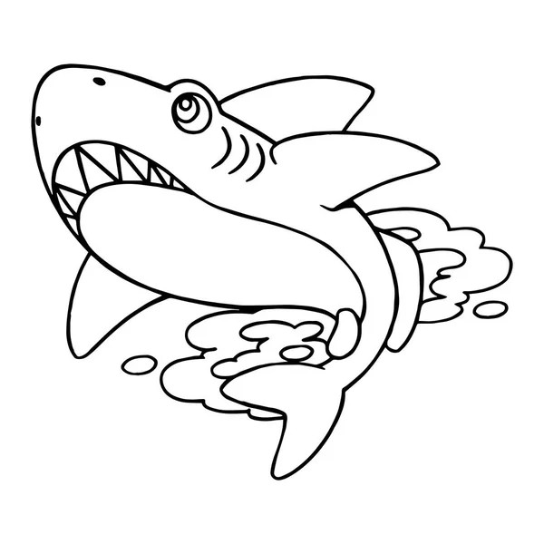 Niedlicher Cartoon Hai Auf Weißem Hintergrund Für Kinderdrucke Shirt Farbbuch — Stockvektor
