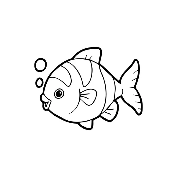 Carino Pesce Cartone Animato Sfondo Bianco Stampe Bambini Shirt Libro — Vettoriale Stock