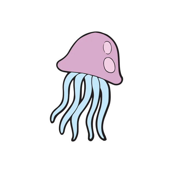 Jellyfish Desenho Animado Bonito Fundo Branco Para Impressões Infantis Shirt — Vetor de Stock