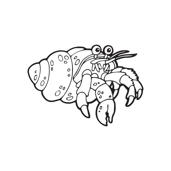 Mignon Crabe Ermite Dessin Animé Sur Fond Blanc Pour Les — Image vectorielle
