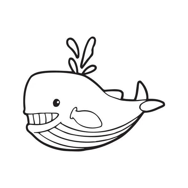 可爱的卡通鲸白色背景的儿童版画 彩色书 有趣和友好的性格的孩子 — 图库矢量图片