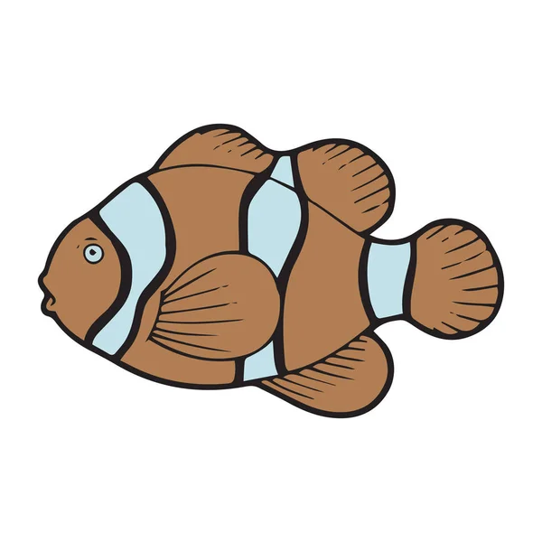 Mignon Poisson Dessin Animé Sur Fond Blanc Pour Les Impressions — Image vectorielle