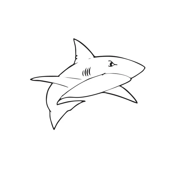 Mignon Requin Dessin Animé Sur Fond Blanc Pour Les Impressions — Image vectorielle