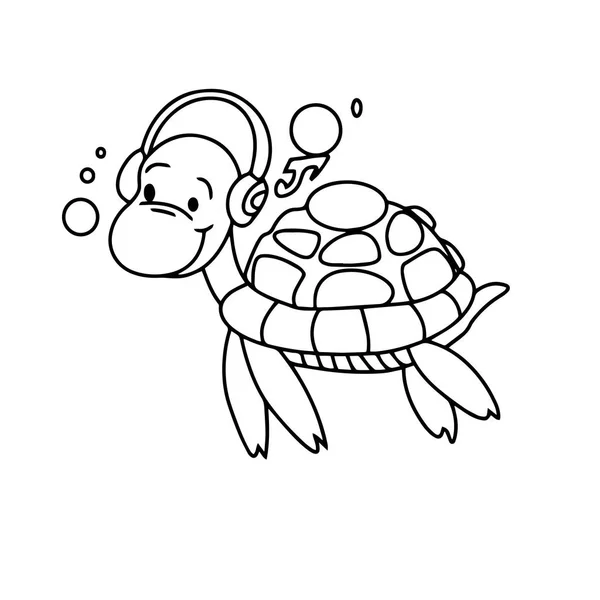 Sevimli Çizgi Kaplumbağa Çocuk Için Beyaz Arka Plan Üzerinde Yazdırır — Stok Vektör