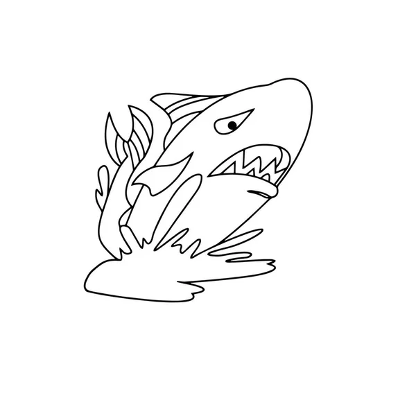 Mignon Requin Dessin Animé Sur Fond Blanc Pour Les Impressions — Image vectorielle