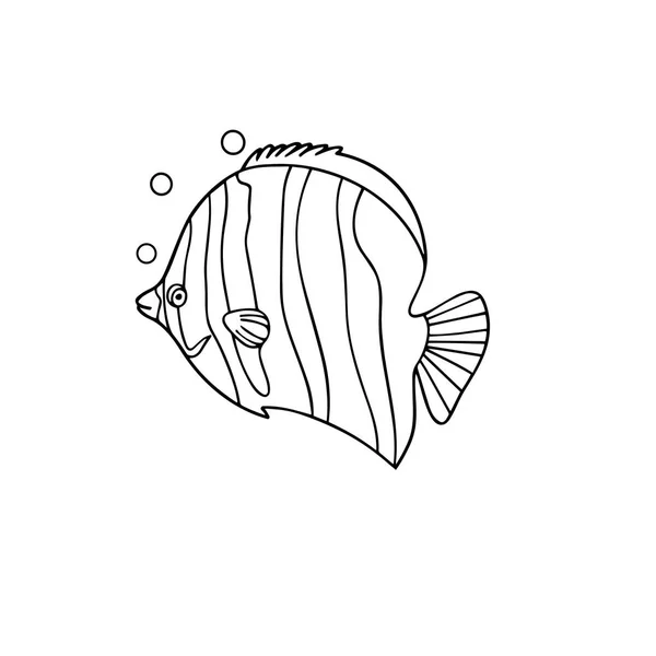 Mignon Poisson Dessin Animé Sur Fond Blanc Pour Les Impressions — Image vectorielle