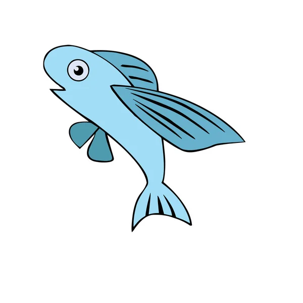 Niedliche Karikatur Fliegender Fisch Auf Weißem Hintergrund Für Kinder Prints — Stockvektor