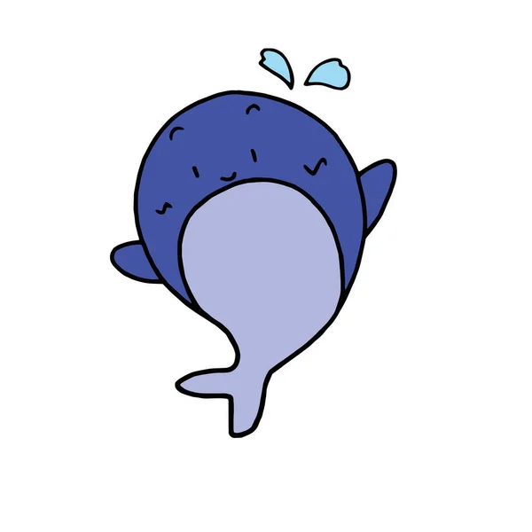 Söta Tecknade Whale Vit Bakgrund För Barnens Utskrifter Shirt Färg — Stock vektor