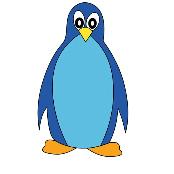 Gullig Tecknad Pingvin Vit Bakgrund För Barnens Utskrifter Shirt Färg — Stock vektor