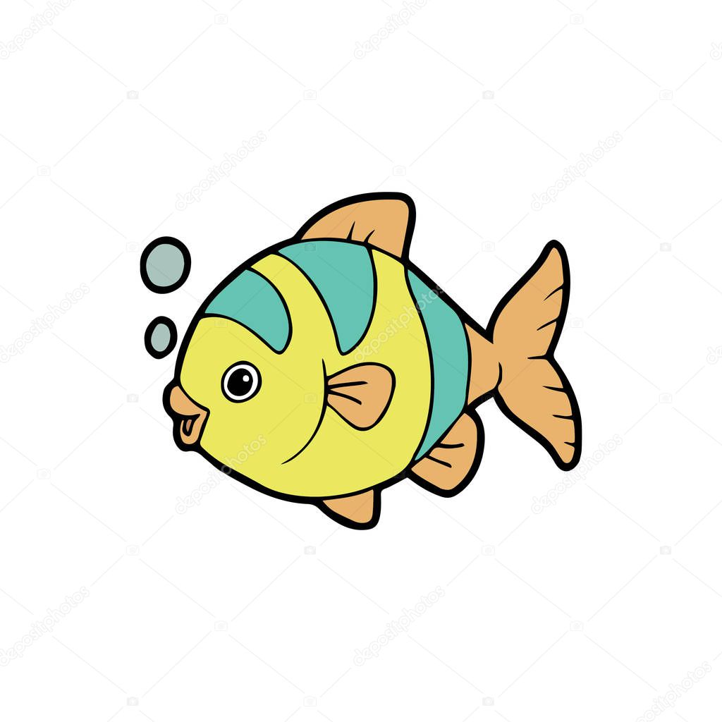 Lindo Pez Dibujos Animados Sobre Fondo Blanco Para Impresiones Infantiles  Vector de stock por ©Foxynguyen 182743724, image size:1024x1024