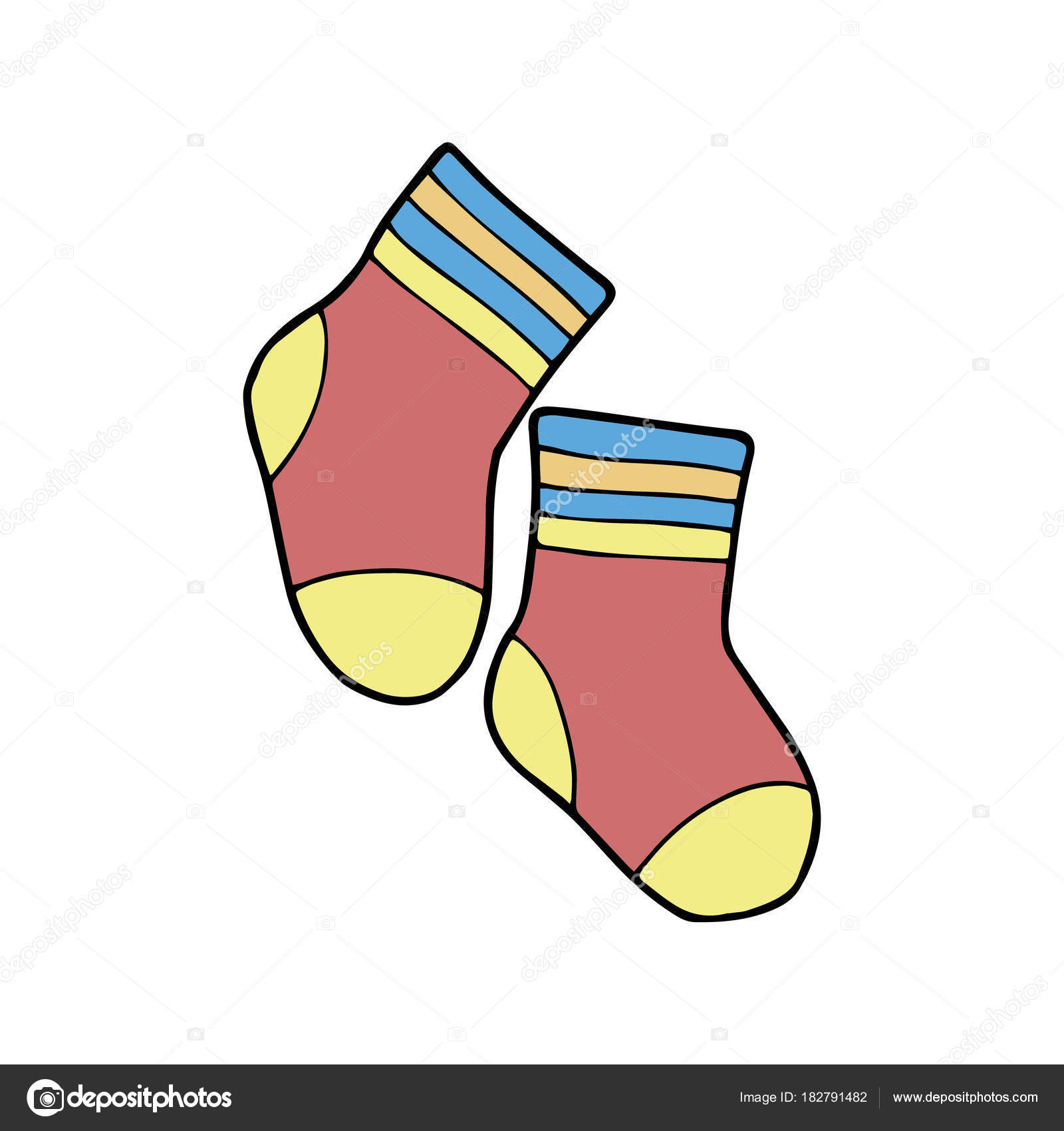 Cute Cartoon Sock White Background Childrens Prints Shirt Color Book