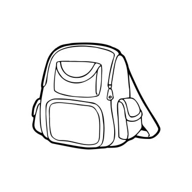 Sevimli çizgi çanta çocuk için beyaz arka plan üzerinde yazdırır, t-shirt, renkli kitap, çocuklar için eğlenceli ve samimi karakter