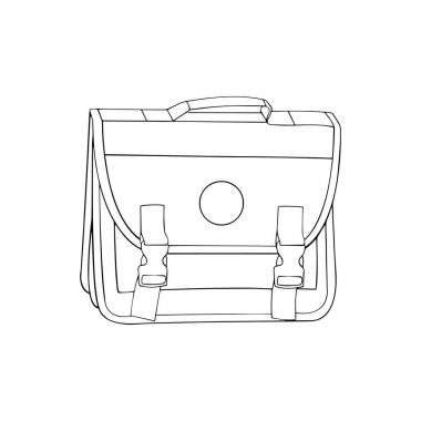 Sevimli çizgi okul çantası çocuk için beyaz arka plan üzerinde yazdırır, t-shirt, renkli kitap, çocuklar için eğlenceli ve samimi karakter