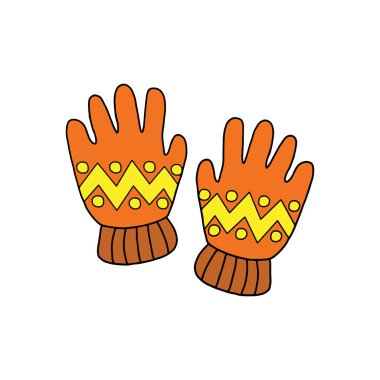 Sevimli çizgi eldiven çocuk için beyaz arka plan üzerinde yazdırır, t-shirt, renkli kitap, çocuklar için eğlenceli ve samimi karakter