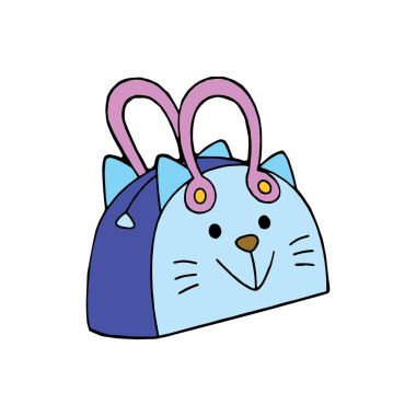 Sevimli çizgi çanta çocuk için beyaz arka plan üzerinde yazdırır, t-shirt, renkli kitap, çocuklar için eğlenceli ve samimi karakter