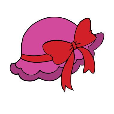 Sevimli çizgi kız şapka çocuk için beyaz arka plan üzerinde yazdırır, t-shirt, renkli kitap, çocuklar için eğlenceli ve samimi karakter