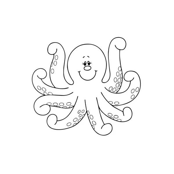 Lindo Pulpo Dibujos Animados Sobre Fondo Blanco Para Estampados Infantiles — Archivo Imágenes Vectoriales