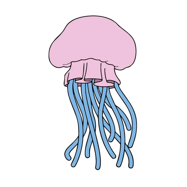Jellyfish Desenho Animado Bonito Fundo Branco Para Impressões Infantis Shirt — Vetor de Stock