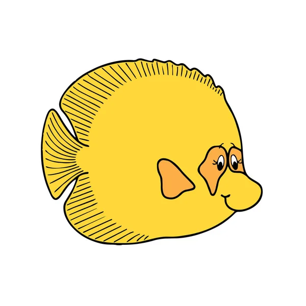 Drăguț Pește Desene Animate Fundal Alb Pentru Copii Printuri Tricou — Vector de stoc