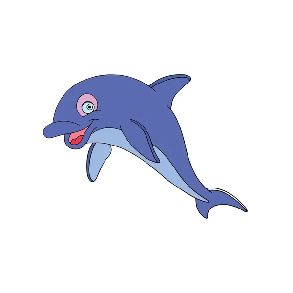 Niedlichen Cartoon Delphin Auf Weißem Hintergrund Für Kinder Drucke Shirt — Stockvektor
