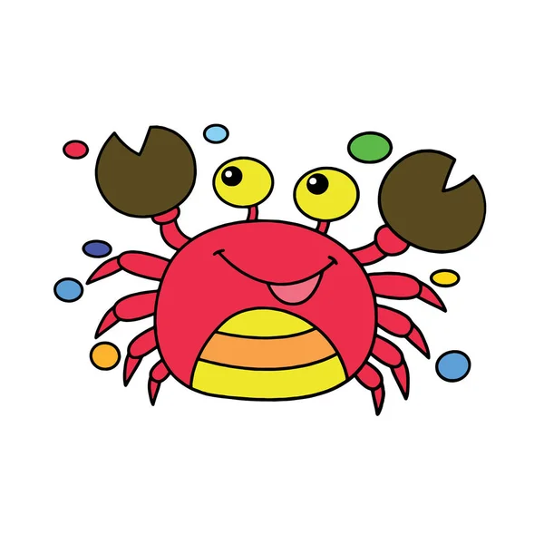 Schattige Cartoon Krab Witte Achtergrond Voor Childrens Wordt Afgedrukt Shirt — Stockvector