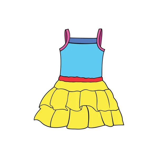 Lindo Vestido Dibujos Animados Sobre Fondo Blanco Para Estampados Infantiles — Archivo Imágenes Vectoriales