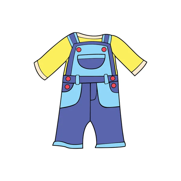 Söta Tecknade Byxa Vit Bakgrund För Barnens Utskrifter Shirt Färg — Stock vektor
