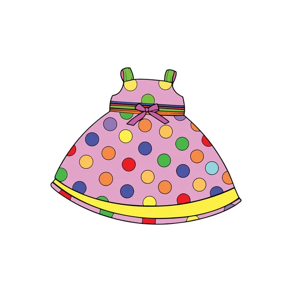 Lindo Vestido Dibujos Animados Sobre Fondo Blanco Para Estampados Infantiles — Vector de stock