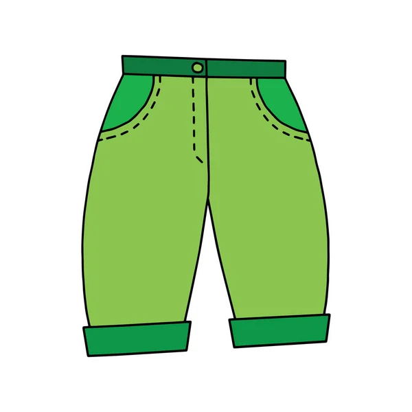 Carino Pantalone Del Fumetto Sfondo Bianco Stampe Bambini Shirt Libro — Vettoriale Stock