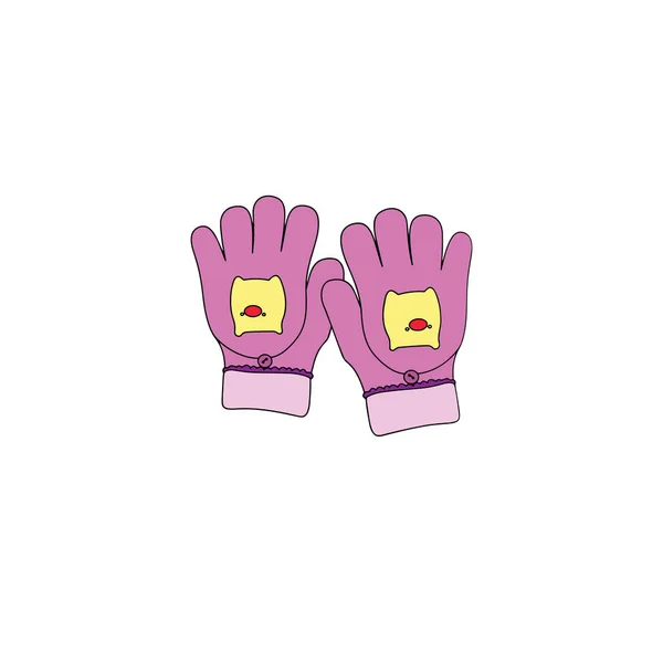 Schattige Cartoon Handschoenen Witte Achtergrond Voor Childrens Wordt Afgedrukt Shirt — Stockvector