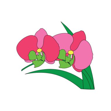 Sevimli çizgi çiçek çocuk için beyaz arka plan üzerinde yazdırır, t-shirt, renkli kitap, çocuklar için eğlenceli ve samimi karakter