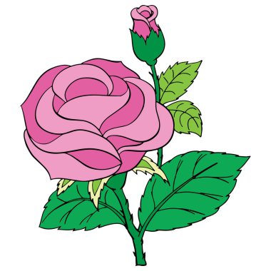 Sevimli çizgi film çocuklar için çocuk parmak, t-shirt, renkli kitap, komik ve samimi karakteri için beyaz zemin üzerine gül